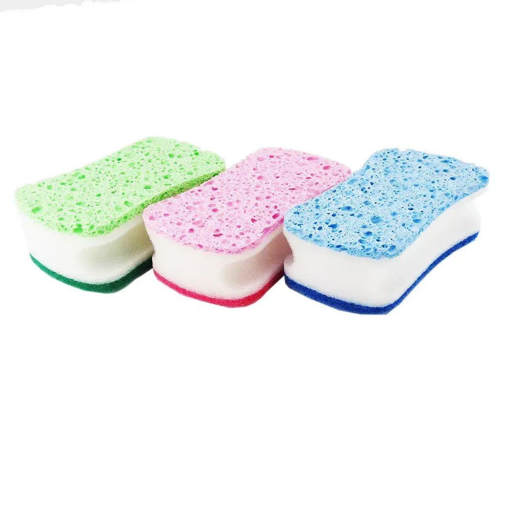 Esponja para lavar platos de esponja de cocina de tres capas