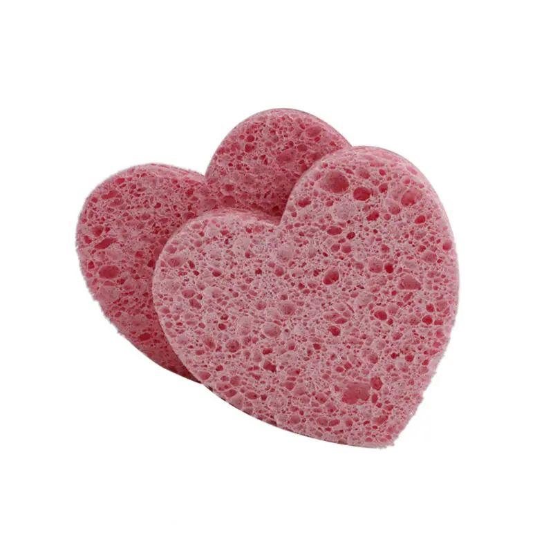 Esponja de celulosa comprimida rosa biodegradable con forma de corazón