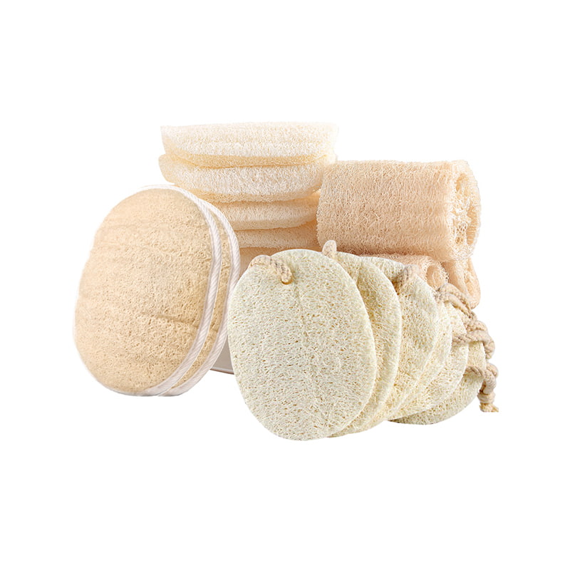 Exfoliante corporal con esponja Luffa 100 % natural para baño, almohadillas exfoliantes Loofah para SPA